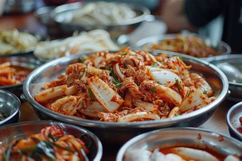 Spicy Korean Fermented Food Kimchi. Korean Traditional Food Stock ...