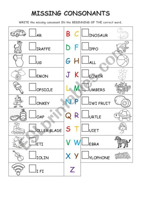 Missing Consonants Esl Worksheet By Teavi