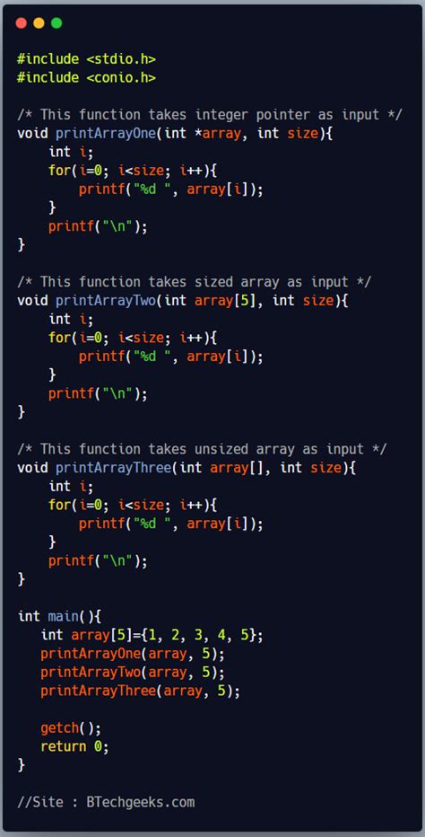 Passing Array To Function C Passing Array To Function In C