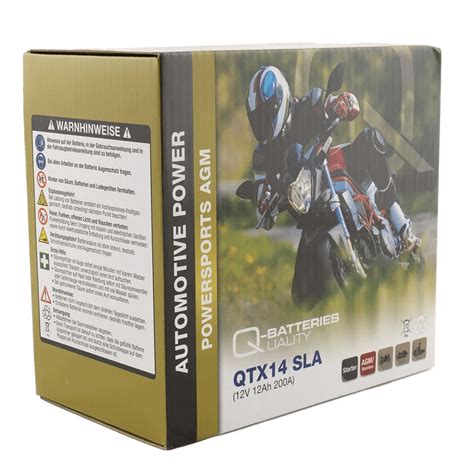 Q Batteries QTX14 SLA AGM 12V 12Ah 200A Motorcycle Battery AGM