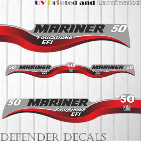 Mariner 50 Hp Efi Four Stroke Outboard Engine Decal Sticker Set Kit