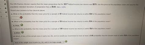 Solved The CPA Practice Advisor Reports That The Mean Chegg