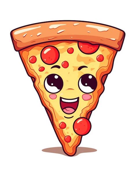 Fatia De Pizza De Desenho Animado Olhos E Um Sorriso Nela