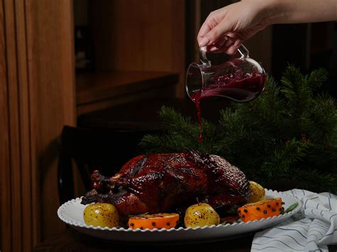 Roast Duck with Cranberry Sauce and Garnishes · Free Stock Photo