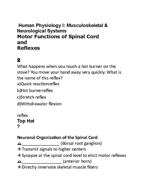 Motor function - Human Physiology I: Musculoskeletal & Neurological ...