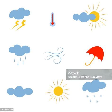ikon mengatur cuaca awan objek realistis vektor  set elemen desain