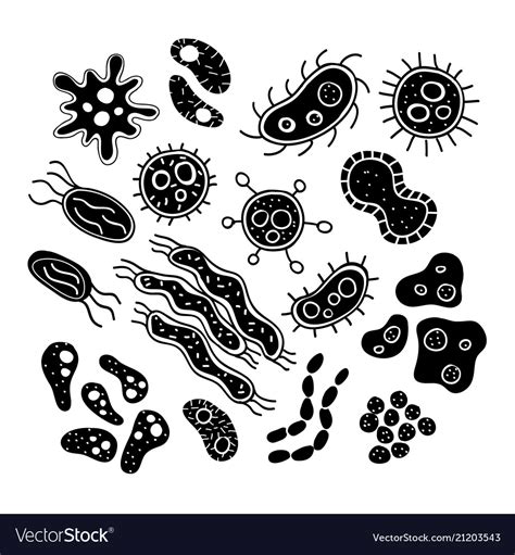 Cute Hand Drawn Bacteria And Virus Theme Doodles Vector Image