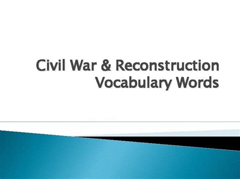 Civil War Reconstruction Vocabulary Words Plantation A Very