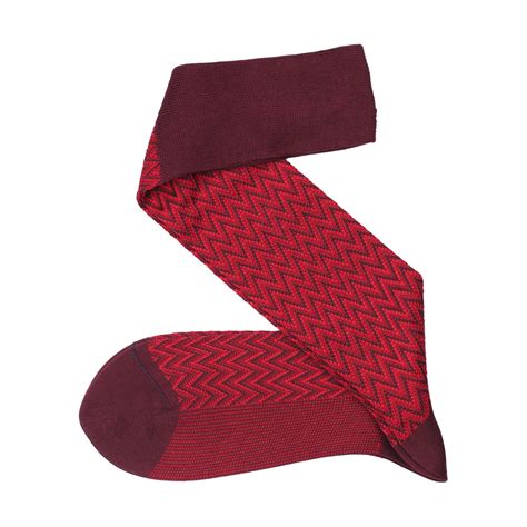 1 Pair Burgundy Herringbone Cotton Socks Burgundy Red Herringbone Herringbone Socks T