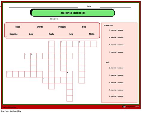 Foglio Di Lavoro Per Cruciverba Di Macchine Semplici