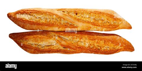 Closeup Of Crunchy French Baked Baguettes Bakery Products Nobody