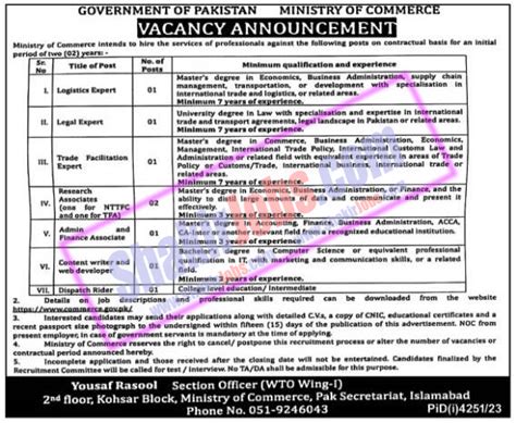 Ministry Of Commerce Jobs Federal Govt