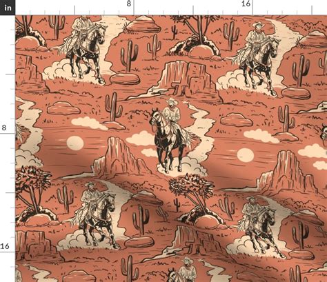 Western Toile Vintage Retro Western Fabric Spoonflower