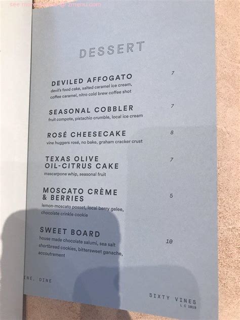 Menu at Sixty Vines pub & bar, Houston