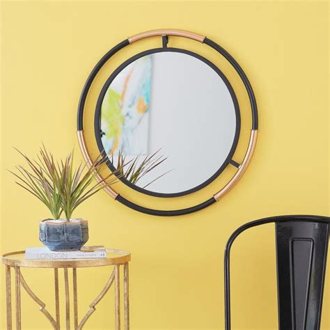 StyleWell Medium Round Black And Gold Modern Accent Mirror 17MJ2213 777