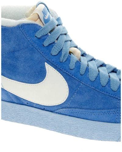 Nike Blazer Mid Blue Suede High Top Trainers for Men - Lyst