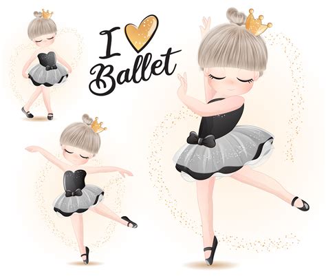 Cute Girls Ballerina Clipart With Watercolor Illustration Etsy Australia