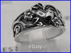 Authentic James Avery Heart Flower Vine Ring Sz Silver Db