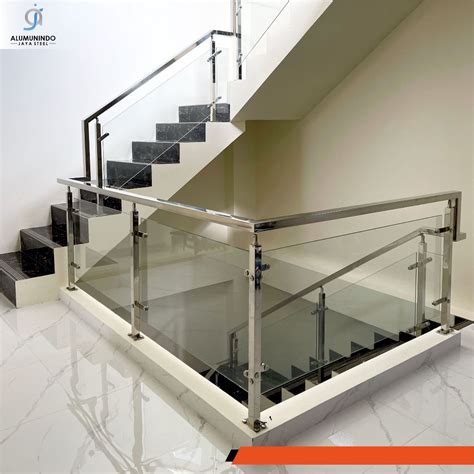 jual railing tangga  balkon stainless kaca tempered mm shopee