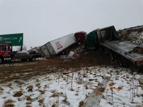 Highway Closes After Two Tractor Trailers Collide Ctv News