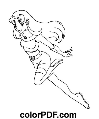 Starfire En Vuelo Dibujos Para Colorear Y Libros En Pdf