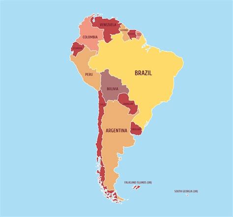 Mapa Vectorial De América Del Sur Con Países Mapa De América Del Sur Con Nombres De Países