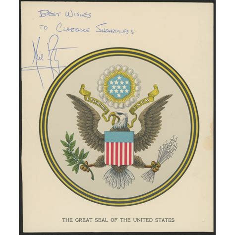 Neil Armstrong Signed 6 5x8 United States Seal Print Inscribed Best