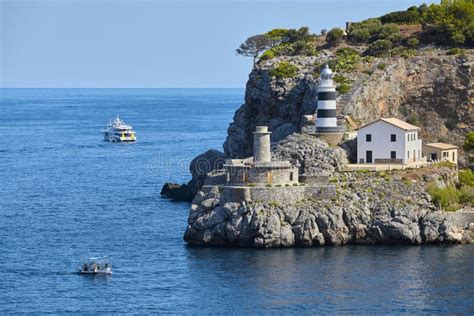 Port De Soller Lighthouse, Majorca Stock Photo - Image of soller, water ...