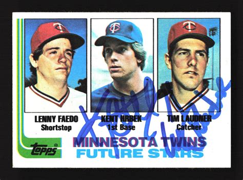 Kent Hrbek Laudner Minnesota Twins Ip Signed Autographed Topps