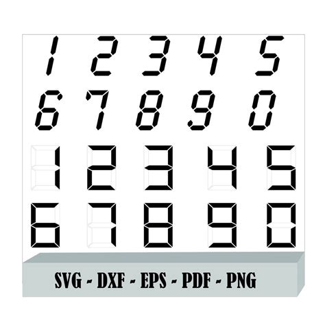 Digital Numbers SVG Bundle Fonts SVG Digital Numbers Clipart Numbers