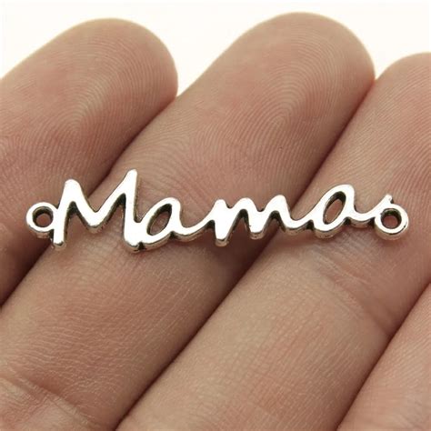 WYSIWYG 20pcs 37x8mm Word Mama Connector Pendants Jewelry Making Mama