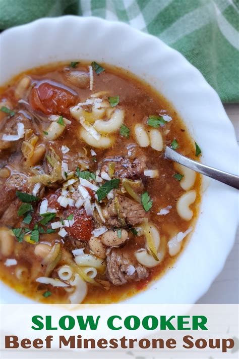 Slow Cooker Beef Minestrone Soup Recipe Beef Minestrone Soup