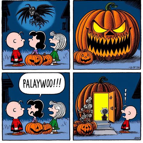 Peanuts comic strip where the characters finally meet the Great Pumpkin ...