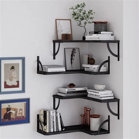 Latitude Run® Wood Floating Corner Shelves Wall Shelves For Bedroom