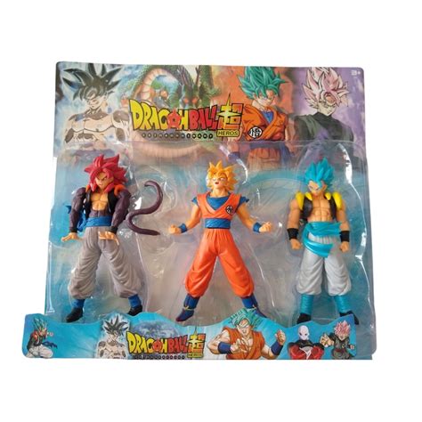 Kit 3 Bonecos Goku Dragon Ball Z 18cm Cartela Vegeta Super Saiyajin