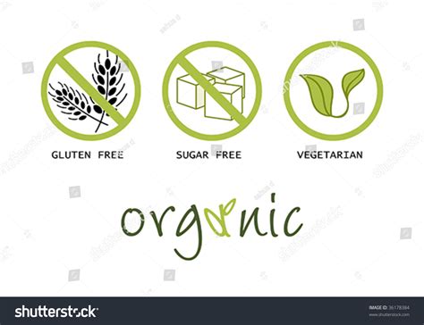 Healthy Food Symbols Gluten Free Sugar Free Organic And Vegetarian