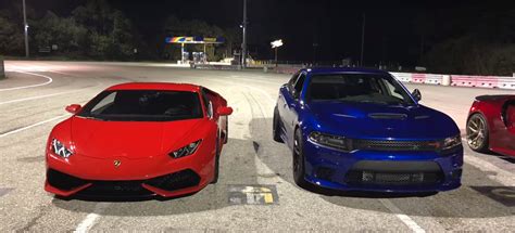 Lamborghini Huracan Drag Races Hp Charger Hellcat Fight Is