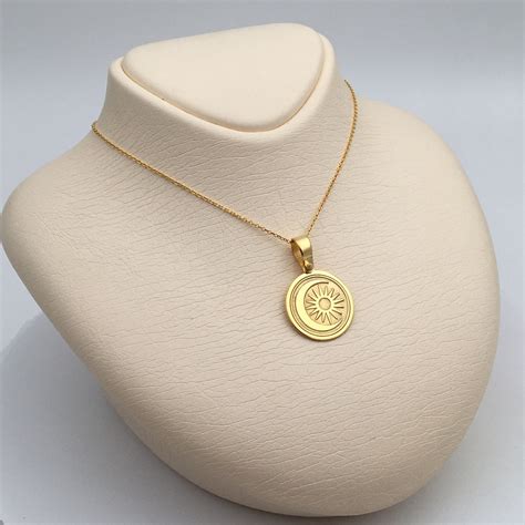 14k Solid Gold Moon And Sun Necklace Personalized Moon And Sun