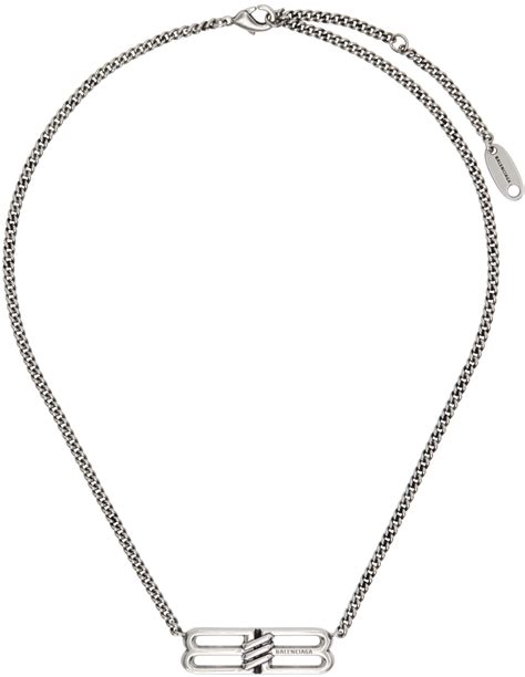 Balenciaga Gunmetal Bb Icon Necklace Ssense