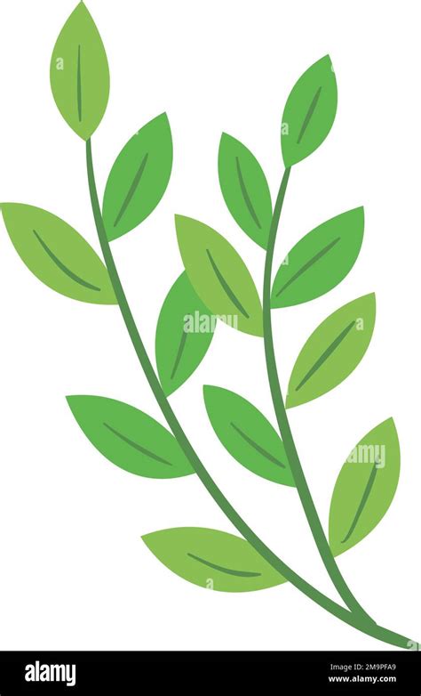 Green Leaves Branch Cartoon Tree Plant Icon Stock Vector Image Art