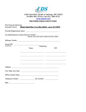 Fillable Online Rhode Island Bcbs Dental Provider Enrollment Form Fax