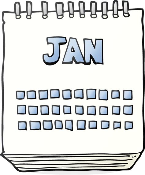 cartoon calendar showing month of january 12292359 Vector Art at Vecteezy