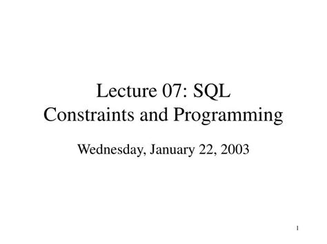 Ppt Lecture Sql Constraints And Programming Powerpoint