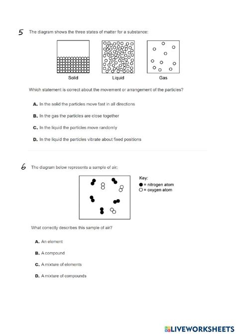 Particulate Nature Of Matter Online Exercise For Live Worksheets