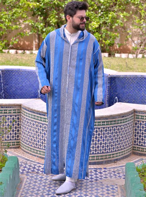 Jellaba Hommes Hebba Chaara Bleu Univers Tradition