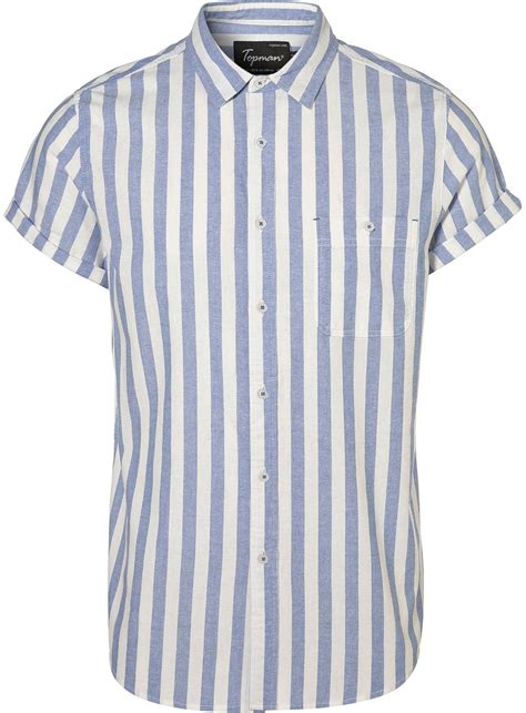 Topman Blue Wide Stripe Oxford Shirt In Blue For Men Lyst