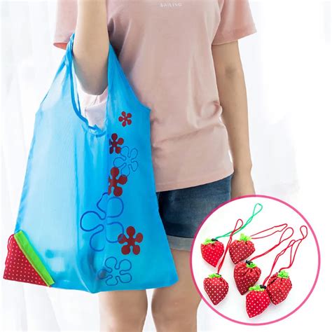 Hot Strawberry Foldable Shopping Bags Creative Environmental Storage Bag Handbag Reusable