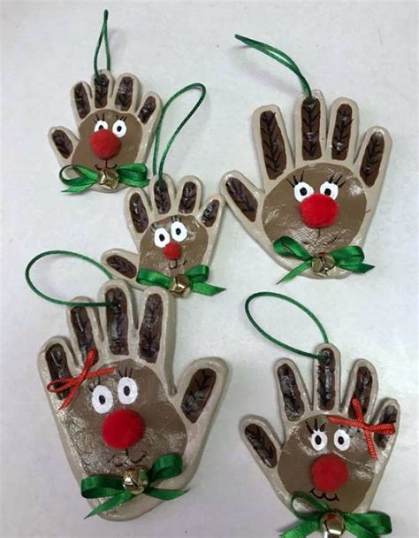 Handprint Clay Reindeer Ornaments - Crafty Morning