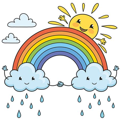 How to Draw a Cute Rainbow and Clouds - Really Easy Drawing Tutorial ...