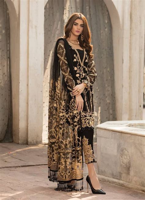 Gulaal Uk Chiffon Wedding Collection Vol 2 Ge 01 V2 Black In 2020